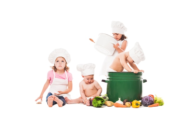 happy family cooking